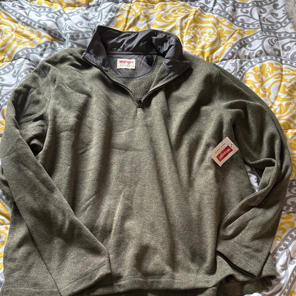 Wrangler Olive Green Quarter-Zip Pullover Sweater